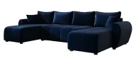 Narożniki - Granatowy rozkładany narożnik welurowy w kształcie U W2-D85 - miniaturka - grafika 1