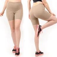 Legginsy - Legginsy damskie 1/2 Kolarki Krótkie Spodenki Beżowe XXXL - miniaturka - grafika 1