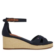 Sandały damskie - Sandały Tommy Hilfiger Flag Criss-Cros Mid Wedge Espad FW0FW08481 Granatowy - miniaturka - grafika 1