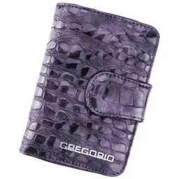 Portfel Damski Skóra Naturalna GREGORIO Średni Z Suwakiem Piórnik Lakierowany FS-115 FIOLETOWY RFID 12,5 x 8,5 x 3 [cm] - Portfele - miniaturka - grafika 1