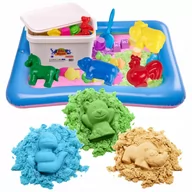 Masy plastyczne - BibiMoon Piasek Kinetyczny 3kg ZESTAW PIASKOWNICA FOREMKI - miniaturka - grafika 1