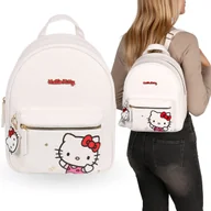 Torebki damskie - Hello Kitty Biały plecak skórzany z brelokiem, damski plecak miejski 29x24x11 cm - miniaturka - grafika 1