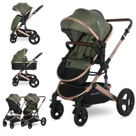 Wózki dziecięce - Wózek Wielofunkcyjny 2w1 Spacerówka + Gondola Lorelli Boston Zielony Loden Green - miniaturka - grafika 1