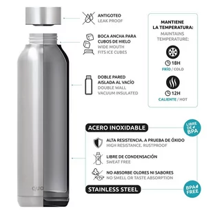 Butelka termiczna Quokka Solid ze stali nierdzewnej 630 ml (Sleek Rose Gold) - Butelki termiczne - miniaturka - grafika 4