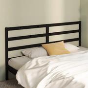 Inne meble do sypialni - Lumarko Wezgłowie łóżka, czarne, 206x4x100 cm, lite drewno sosnowe - miniaturka - grafika 1