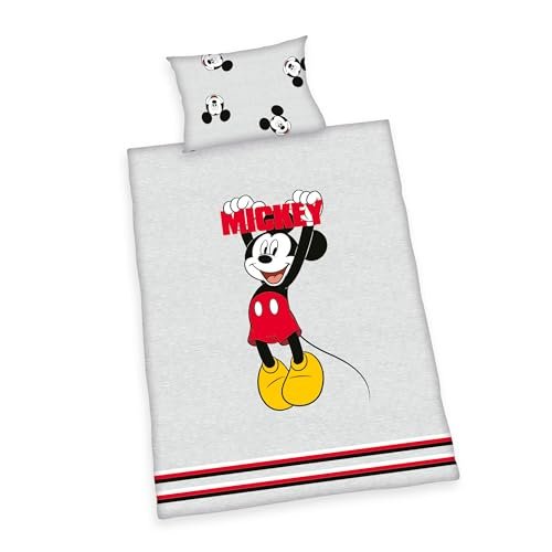 Pościel dziecięca Mickey Mouse, poszewka na poduszkę ok. 40 x 60 cm, poszewka na kołdrę ok. 100 x 135 cm, zapinana na guziki, 100% bawełna
