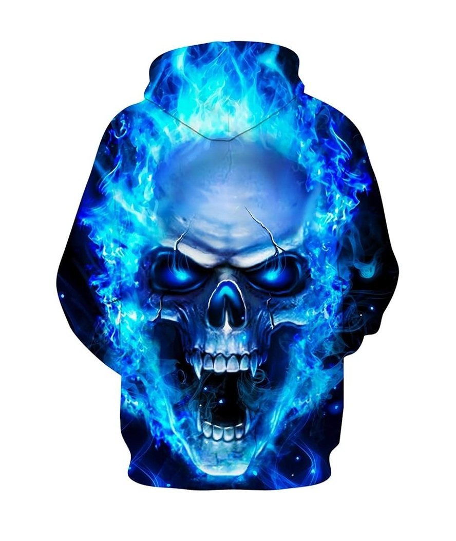 BLUZA CZASZKI DAMSKA z kapturem XXL czaszka 3D hoodie emo ogień
