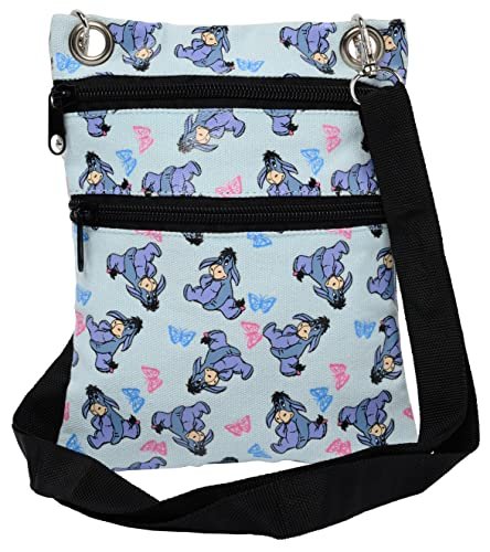 Disney Torba na paszport crossbody podróż Mickey Minnie nadruk na całej powierzchni, Jasnoniebieski, Jeden rozmiar, Torba na paszport długi pasek