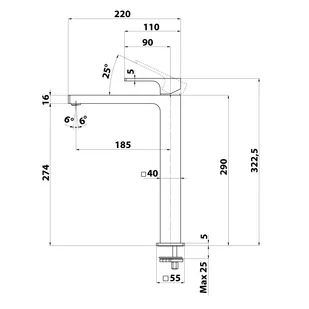 Sapho FT007/15 Forata bateria umywalkowa wysoka czarny mat - Baterie umywalkowe - miniaturka - grafika 2
