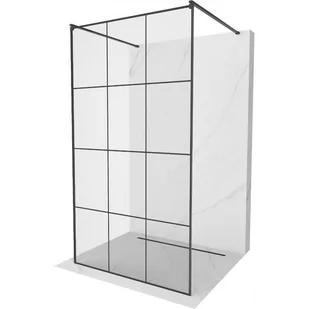 Mexen Kioto ścianka prysznicowa wolnostojąca 100 x 200 cm, transparent/czarny wzór 8 mm, czarna - Ścianki i drzwi prysznicowe - miniaturka - grafika 1