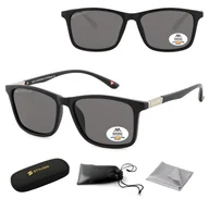 Okulary korekcyjne, oprawki, szkła - Czarne prostokątne okulary przeciwsłoneczne z polaryzacją MP2 - miniaturka - grafika 1