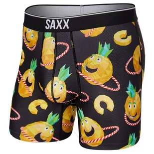 Bokserki męskie sportowe SAXX VOLT Boxer Brief ananas z hula-hop – czarne - Majtki męskie - miniaturka - grafika 1