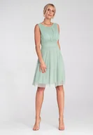 Sukienki - Elegancka sukienka z dekoltem Sukienka siatka Miętowa M1208 r. S/M - miniaturka - grafika 1