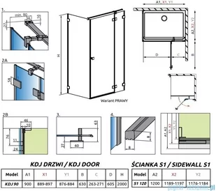 Radaway Essenza Pro Brushed GunMetal Kdj kabina 90x120 cm prawa szczotkowany grafit 10097090-92-01R/10098120-01-01 - Kabiny prysznicowe - miniaturka - grafika 2