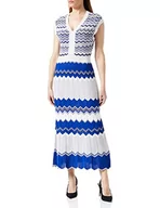 Sukienki - Morgan Damska sukienka sweter z nadrukiem jodełkowym RMGUI Medium Blue TXS, niebieski królewski, XS - miniaturka - grafika 1