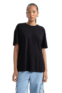 Koszulki i topy damskie - DeFacto Damska koszulka – klasyczna koszulka oversize dla kobiet – wygodna koszulka dla kobiet, czarny, M - grafika 1