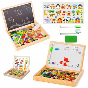 Tablica kredowa magnetyczna suchościeralna dwustronna puzzle+kreda - Tablice dla dzieci - miniaturka - grafika 1
