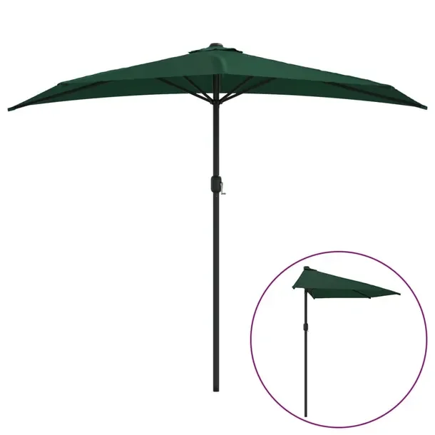 Parasol balkonowy z ochroną UV, 270x144x222 cm, zielony
