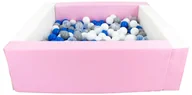 Suche baseny - Kwadratowy suchy basen z ekoskóry z 200 piłeczkami (biały, różowy (pastel)/biały, transparentny, niebieski, szary) - miniaturka - grafika 1