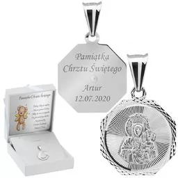 Srebrny medalik Matka Boska Częstochowska pr. 925 Grawer - Dewocjonalia - miniaturka - grafika 1