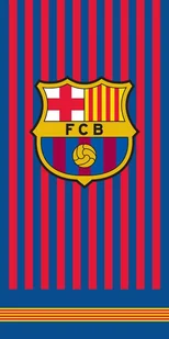 Ręcznik plażowy czerwono niebieski 70x140 welurowy - 100% bawełna FC Barcelona piłkarski - Ręczniki - miniaturka - grafika 1