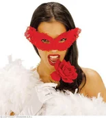 Stroje karnawałowe - Generique - Czerwone maska na oczy wenecka koronka WDM6457P - miniaturka - grafika 1