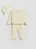 Komplety dla niemowląt - Reserved - Dzianinowy komplet z czapką - złamana biel - miniaturka - grafika 1