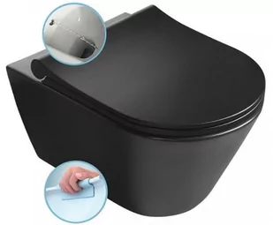 SAPHO - Miska wisząca WC czarny mat AVVA rimless z funkcją bidetu 35,5x53 cm bez deski 100312-110 - Miski WC - miniaturka - grafika 1