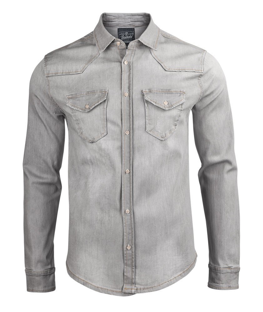 koszula RILEY DENIMSHIRT grey, jeansowa-XXL