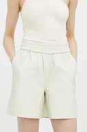 Spodenki damskie - Birgitte Herskind szorty skórzane Lava damskie kolor beżowy gładkie high waist - miniaturka - grafika 1