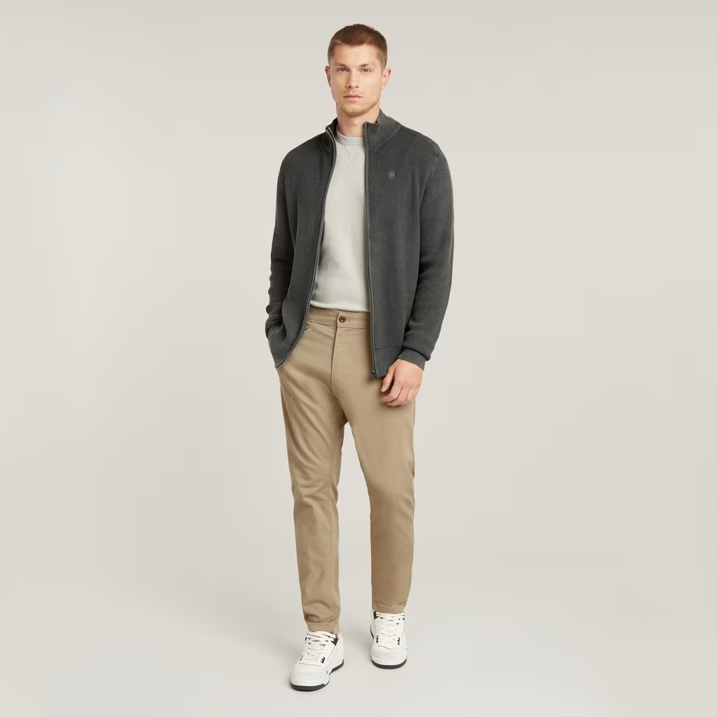 G STAR RAW SWETER MĘSKI CIENKI ZAMEK I WZOREM MELANŻ SZARY L 16FA