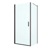 Kabiny prysznicowe - Oltens Rinnan kabina prysznicowa 90x80 cm prostokątna drzwi ze ścianką czarny mat/szkło przezroczyste 20216300 - miniaturka - grafika 1