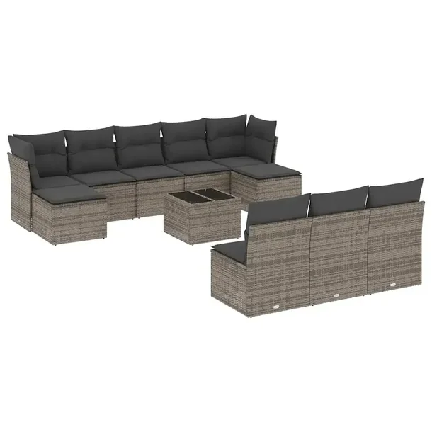 Zestaw mebli ogrodowych modułowych szary rattan PE 55 x 62 x 69 cm