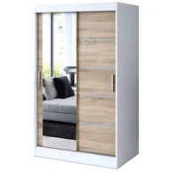 Szafy - Szafa przesuwna 1 x lustro 120x200 Ralf , Biały mat / Dąb Sonoma - miniaturka - grafika 1