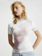 Koszulki i topy damskie - Calvin Klein Koszulka w kolorze biało-jasnoróżowym - miniaturka - grafika 1