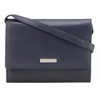 Torebki damskie - Damski portfelik crossbody ze skóry ciemny granat - miniaturka - grafika 1