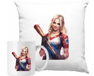 Gadżety dla niej i dla niego - ZESTAW PODUSZKA + KUBEK Harley Quinn Maczuga Pomysł Na Prezent + IMIĘ - miniaturka - grafika 1