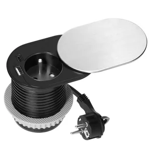 Gniazdo Meblowe Srebrne Z Pokrywą Do Blatu Z Ładowarką I Przewodem Or-Gm-9042/G Orno - Gniazdka elektryczne - miniaturka - grafika 1