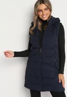 Kamizelki damskie - Granatowa Pikowana Kamizelka z Odpinanym Kapturem na Suwak Wykończona Sznurkami Zeneria - miniaturka - grafika 1