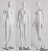 Manekiny wystawowe - Eurotondisplay manekin damski SDF2-biały abstrakcyjny biały Egghead duża klatka piersiowa metalowa płyta bez twarzy manekin damski - miniaturka - grafika 1