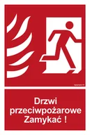 Systemy ekspozycyjne i znaki informacyjne - BB014 DRZWI PRZECIWPOŻAROWE ZAMYKAĆ! KIERUNEK DROGI EWAKUACYJNEJ W PRAWO, KS - FOLIA PODŁOGOWA FOTOLUMINESCENCYJNA; (100X148MM) - miniaturka - grafika 1