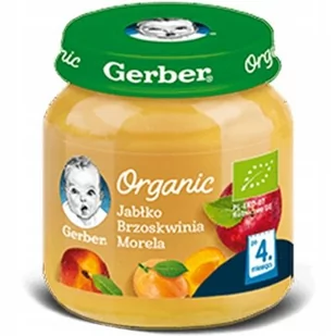 Gerber ORGANIC Jabłko/Brzoskwinia/Morela po 4 m-cu 125 g - Desery dla dzieci - miniaturka - grafika 2