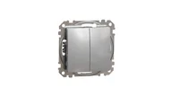 Klawisze i ramki - Schneider Electric, Sedna Design i Elements, Przycisk podwójny, srebrne aluminium, SDD113118 - miniaturka - grafika 1