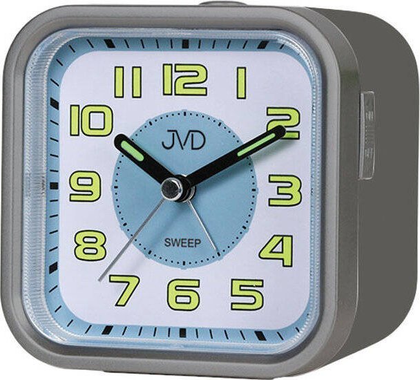 Budzik JVD SRP9504.1 10 cm płynący sekundnik drzemka podświetlenie .