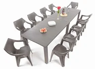 Meble ogrodowe - Zestaw Ogrodowy DANTE/JULIE DOUBLE 10+1 - Stół z trzema konfiguracjami i 10 krzesłami - Cappuccino - miniaturka - grafika 1