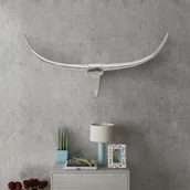 Dekoracje domu - vidaXL Srebrna ozdoba ściany bycze rogi z aluminium 96 cm - miniaturka - grafika 1