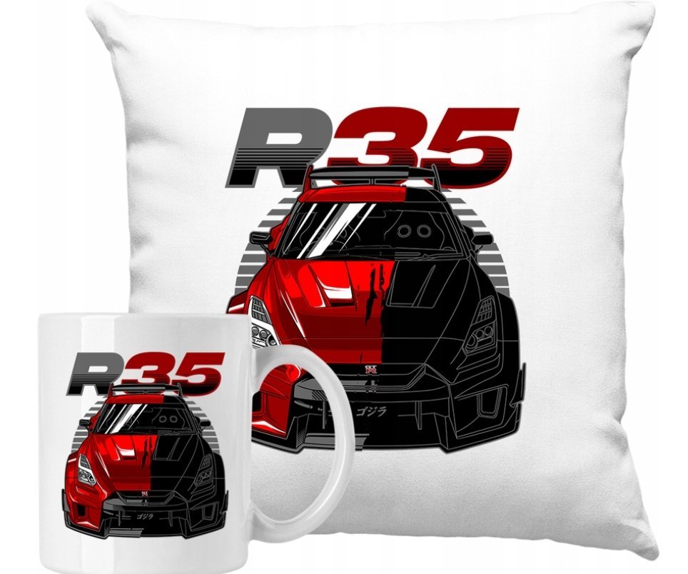 ZESTAW PODUSZKA + KUBEK Auto Sportowe Car Motoryzacja R35 +IMIĘ #2