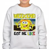 Bluzy dla dziewczynek - Bluza Dziecięca Biała WEEKEND SPONGEBOB Bajka Kreskówka Rozm 128 cm Wzory - miniaturka - grafika 1