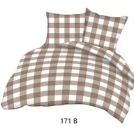Pościel - Karo Pościel bawełniana 140x200 beżowa biała kratka 171b bawełna Max - miniaturka - grafika 1