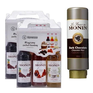 Monin 2x Zestaw kawowy Konesso 3x250 ml karmel czekolada wanilia + Sos WHITE CHOCOLATE 0,5 L 5902768948127 - Śmietanki i dodatki do kawy - miniaturka - grafika 5
